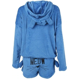 S-5xl Flannel Long Sleeve Cat Ears Top With Meow Shorts - Pajamas Set Sleepwear S-5xl Flannel Long Sleeve Cat Ears Top With Meow Shorts - Pajamas Set Sleepwear