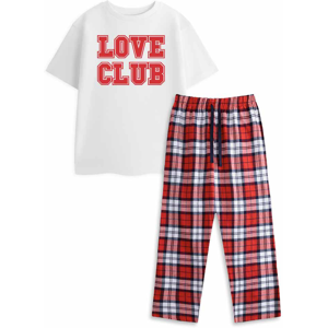 Show Me The Merch White Love Club Short Sleeve Long Leg Pyjama Set Unisex Show Me The Merch White Love Club Short Sleeve Long Leg Pyjama Set Unisex