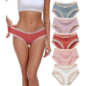 Colorfulleaf Women'S Cotton Knickers Lace Trim Underwear Ladies Low Rise Breath Colorfulleaf Women'S Cotton Knickers Lace Trim Underwear Ladies Low Rise Breath