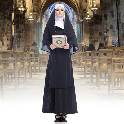 Does Not Apply 1pc Adult Women Traditional Nuns Costumes Black Robe Religious Catholic Priest S Does Not Apply 1pc Adult Women Traditional Nuns Costumes Black Robe Religious Catholic Priest S