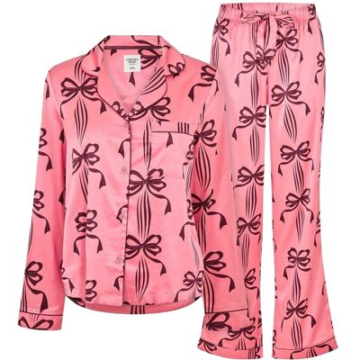 Chelsea Peers Womens/ladies Bow Long-Sleeved Long Pyjama Set16 Uk Pink Gt33725 Chelsea Peers Womens/ladies Bow Long-Sleeved Long Pyjama Set16 Uk Pink Gt33725