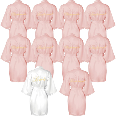 Branded 10pcs Bride Satin Robe Bridesmaid Robes Wedding Bride Robe Kimono Robes For Wedd Branded 10pcs Bride Satin Robe Bridesmaid Robes Wedding Bride Robe Kimono Robes For Wedd
