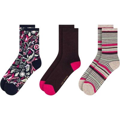 Ted Baker Womens/ladies Assorted Designs Crew Socks (Pack Of4 Uk-5 Uk Black/mult Ted Baker Womens/ladies Assorted Designs Crew Socks (Pack Of4 Uk-5 Uk Black/mult