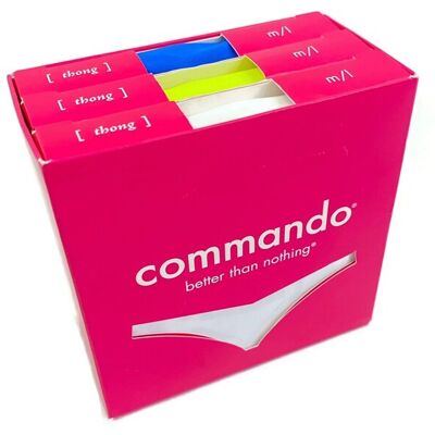 Commando Thongs No Vpl - Pack Of 3 - White/blue/yellow - M/l - Rrp £69 New Commando Thongs No Vpl - Pack Of 3 - White/blue/yellow - M/l - Rrp £69 New
