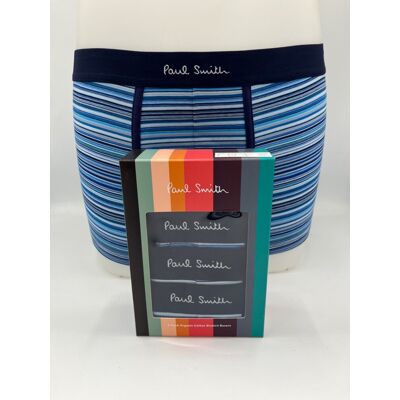 Paul Smith Multi Stripe Blue Trunk Cotton 3 Pack Mens Boxer Shorts Small (S) Paul Smith Multi Stripe Blue Trunk Cotton 3 Pack Mens Boxer Shorts Small (S)