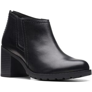 Clarks Leda Step 26174957 Womens Black Wide Leather Ankle & Booties Boots Clarks Leda Step 26174957 Womens Black Wide Leather Ankle & Booties Boots