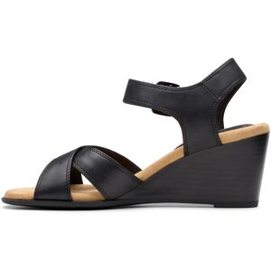 Clarks Emmalae Iris 26181664 Womens Black Leather Wedges Heels Shoes Clarks Emmalae Iris 26181664 Womens Black Leather Wedges Heels Shoes