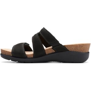 Clarks Calenne Maye 26177042 Womens Black Wide Leather Wedges Sandals Shoes Clarks Calenne Maye 26177042 Womens Black Wide Leather Wedges Sandals Shoes
