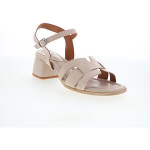 Miz Mooz Oakley Womens Beige Leather Hook & Loop Heeled Sandals Shoes Miz Mooz Oakley Womens Beige Leather Hook & Loop Heeled Sandals Shoes