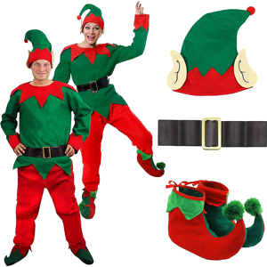 Branded Adults Unisex Elf Costume - Adults Unisex Cheeky Elf Christmas Fancy Dress- Gree Branded Adults Unisex Elf Costume - Adults Unisex Cheeky Elf Christmas Fancy Dress- Gree