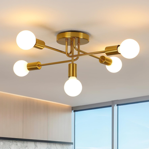 Does Not Apply Sputnik Ceiling Lights, 5 Lights E27 Vintage Gold Flush Mount Ceiling Lamp, Semi Does Not Apply Sputnik Ceiling Lights, 5 Lights E27 Vintage Gold Flush Mount Ceiling Lamp, Semi