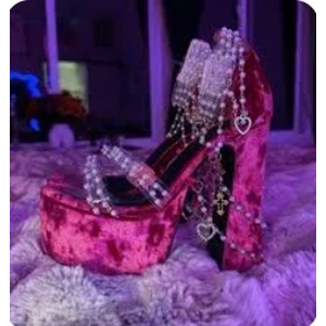 Zobairou Pearl Chain Heels Platform Heeled Sandals Chunky Heel Women Luxury Designer Shoe Zobairou Pearl Chain Heels Platform Heeled Sandals Chunky Heel Women Luxury Designer Shoe