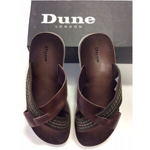 Dune London Cross-Strap Leather Textile Men'S Sliders Sandals Brown Uk 10 Eu 44 Dune London Cross-Strap Leather Textile Men'S Sliders Sandals Brown Uk 10 Eu 44