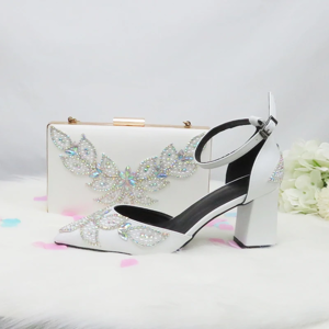 Lovein Crystal White Beads Pearl Wedding Shoes Bride Pointed Toe Square Thick High Heel Party D Lovein Crystal White Beads Pearl Wedding Shoes Bride Pointed Toe Square Thick High Heel Party D