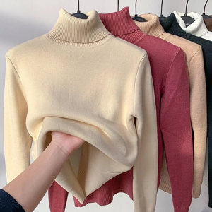 Does Not Apply Elegant Turtleneck Winter Sweater For Women, Thicken Velvet Lined Knitted Jumpe Does Not Apply Elegant Turtleneck Winter Sweater For Women, Thicken Velvet Lined Knitted Jumpe