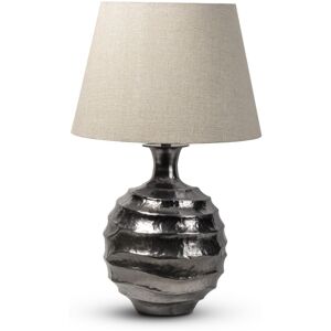 Elm Home And Garden Lamp Large Grey Livingroom Bedroom Bedside Table Silver Round Metal Fabric Shade Elm Home And Garden Lamp Large Grey Livingroom Bedroom Bedside Table Silver Round Metal Fabric Shade