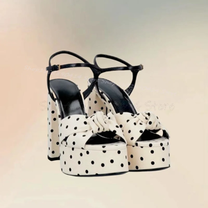 Eveline Nunes Wave Point Print Knot Design Platform Sandals Buckle Strap Women Shoes Chunky Hi Eveline Nunes Wave Point Print Knot Design Platform Sandals Buckle Strap Women Shoes Chunky Hi