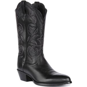 Ariat Heritage Cowboy Round Toe Full Grain Leather Womens Boot Black Uk 3 - 9 Ariat Heritage Cowboy Round Toe Full Grain Leather Womens Boot Black Uk 3 - 9