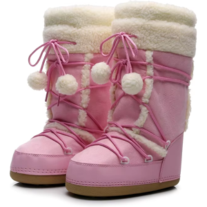 Does Not Apply Pink Women'S Winter Snow Boots, Waterproof, Non-Slip, Mid-Calf, Fur Lined Does Not Apply Pink Women'S Winter Snow Boots, Waterproof, Non-Slip, Mid-Calf, Fur Lined