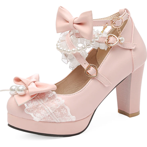 Diane Lockhart Women High Heels Lolita Shoes Mary Jane Pumps Party Wedding White Pink Black Str Diane Lockhart Women High Heels Lolita Shoes Mary Jane Pumps Party Wedding White Pink Black Str