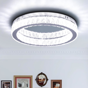 Finktonglan Fintonglan 17.7\" Crystal Flush Mount Ceiling Light Fixtures Modern Round Led For Finktonglan Fintonglan 17.7\" Crystal Flush Mount Ceiling Light Fixtures Modern Round Led For