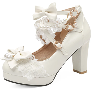 Diane Lockhart Women High Heels Lolita Shoes Mary Jane Pumps Party Wedding White Pink Black Str Diane Lockhart Women High Heels Lolita Shoes Mary Jane Pumps Party Wedding White Pink Black Str
