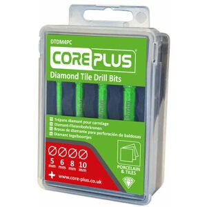Coreplus 4 Piece Diamond Brazed Tile Porcelain 5,6,8,10mm Drill Bit Set,Dtdm4pc Coreplus 4 Piece Diamond Brazed Tile Porcelain 5,6,8,10mm Drill Bit Set,Dtdm4pc