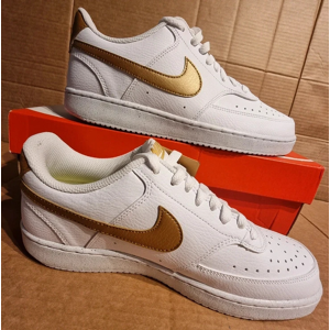 Nike Women'S Court Vision Low Trainers In White/gold - Uk6.5 Casual Gym Shoes Nike Women'S Court Vision Low Trainers In White/gold - Uk6.5 Casual Gym Shoes