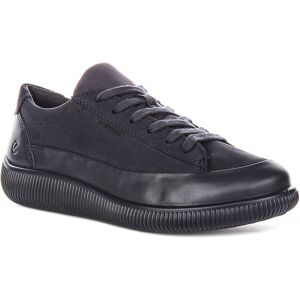 Ecco Soft Zero Wp Lined Nubuck Leather Womens Trainers In Marineblue Uk 4 - 9 Ecco Soft Zero Wp Lined Nubuck Leather Womens Trainers In Marineblue Uk 4 - 9