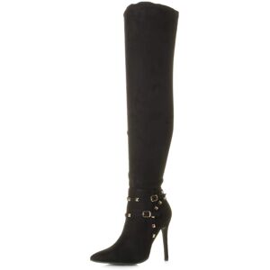 Sidewalkfashion Womens Ladies High Heel Studded Thigh High Over The Knee Biker Boots Size 3 36 Sidewalkfashion Womens Ladies High Heel Studded Thigh High Over The Knee Biker Boots Size 3 36
