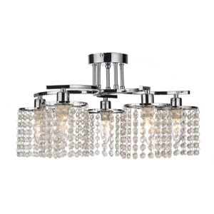 Lights4living Modern 5 Way Crystal Droplet Ceiling Chandelier In Chrome - Led Compatible Lights4living Modern 5 Way Crystal Droplet Ceiling Chandelier In Chrome - Led Compatible