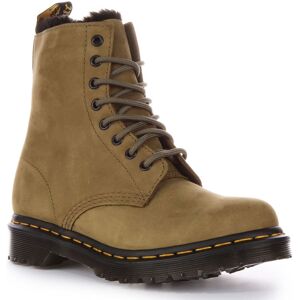 Dr Martens 1460 Serena Fur Leather Ankle Boots Womens In Olive Green Size 3 - 8 Dr Martens 1460 Serena Fur Leather Ankle Boots Womens In Olive Green Size 3 - 8
