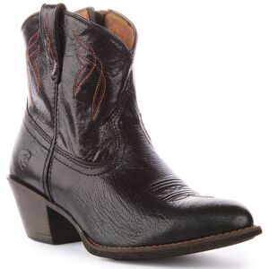 Ariat Darlin Western Full-Grain Leather Short Cowboy Boot Black Womens Uk 3 - 9 Ariat Darlin Western Full-Grain Leather Short Cowboy Boot Black Womens Uk 3 - 9