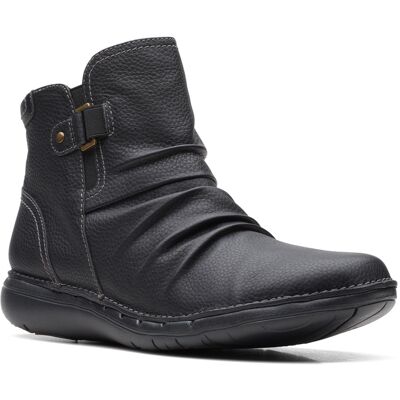 Clarks Un Loop Top 26168673 Womens Black Wide Leather Ankle & Booties Boots Clarks Un Loop Top 26168673 Womens Black Wide Leather Ankle & Booties Boots