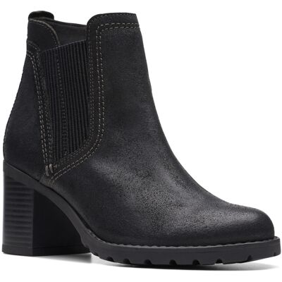 Clarks Leda Up 26174962 Womens Black Wide Suede Ankle & Booties Boots Clarks Leda Up 26174962 Womens Black Wide Suede Ankle & Booties Boots