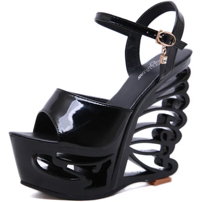 Joyhopy Pu Leather Strange Style Platform Sandals Women Customized Heel Wedges Shoes Big Joyhopy Pu Leather Strange Style Platform Sandals Women Customized Heel Wedges Shoes Big