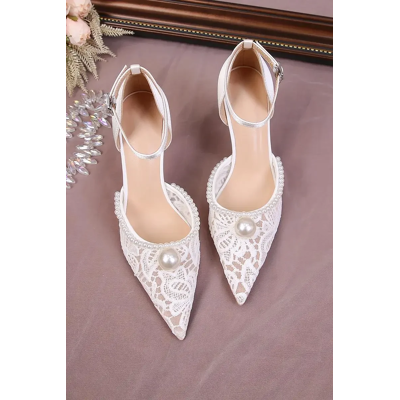 None Lace White Wedding Shoes Bridal Mesh Pearls High Heels Pumps Women Party Dress S None Lace White Wedding Shoes Bridal Mesh Pearls High Heels Pumps Women Party Dress S