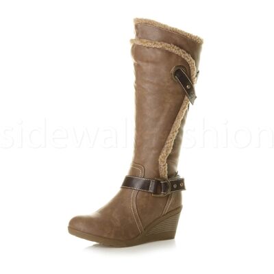 Sidewalkfashion Womens Ladies Mid Heel Wedge Fur Trim Strappy Winter Zip Calf Boots Size 8 41 Sidewalkfashion Womens Ladies Mid Heel Wedge Fur Trim Strappy Winter Zip Calf Boots Size 8 41