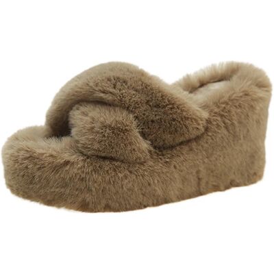 Does Not Apply Women’s Black Faux Fur Wedge Slippers Cross Strap Warm Winter Slides Does Not Apply Women’s Black Faux Fur Wedge Slippers Cross Strap Warm Winter Slides