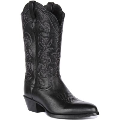 Ariat Heritage Cowboy Round Toe Full Grain Leather Womens Boot Black Uk 3 - 9 Ariat Heritage Cowboy Round Toe Full Grain Leather Womens Boot Black Uk 3 - 9