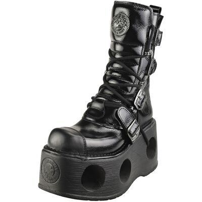 New Rock Patent Spring Neptuno Unisex Platform Boots In Black - 3 Uk New Rock Patent Spring Neptuno Unisex Platform Boots In Black - 3 Uk