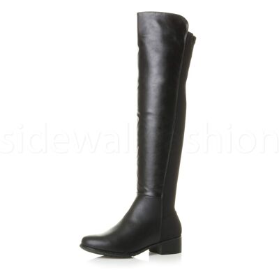 Sidewalkfashion Womens Ladies High Over The Knee Stretch Pull On Low Heel Boots Size 3 36 Sidewalkfashion Womens Ladies High Over The Knee Stretch Pull On Low Heel Boots Size 3 36