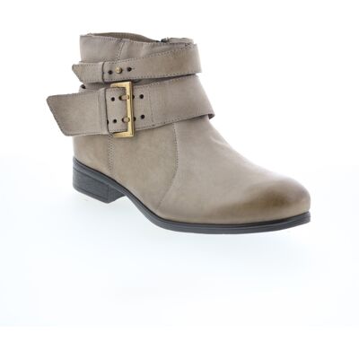 Miz Mooz Shermie Womens Gray Leather Zipper Ankle & Booties Boots Miz Mooz Shermie Womens Gray Leather Zipper Ankle & Booties Boots