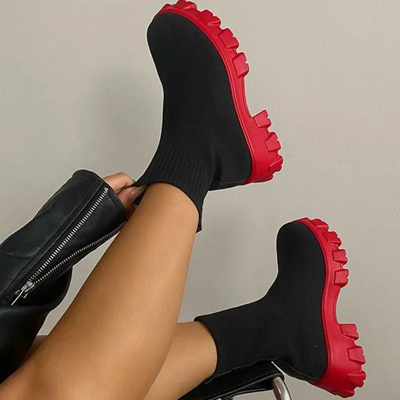 Does Not Apply Women’s Short Knitting Platform Ankle Boots, Autumn Winter Shoes With Heels Does Not Apply Women’s Short Knitting Platform Ankle Boots, Autumn Winter Shoes With Heels