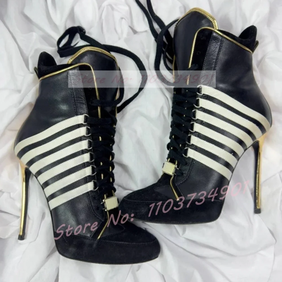 Sestito High Top Sneaker Heels Boots Women Sexy Patchwork Round Toe Lace-Up High Heels B Sestito High Top Sneaker Heels Boots Women Sexy Patchwork Round Toe Lace-Up High Heels B