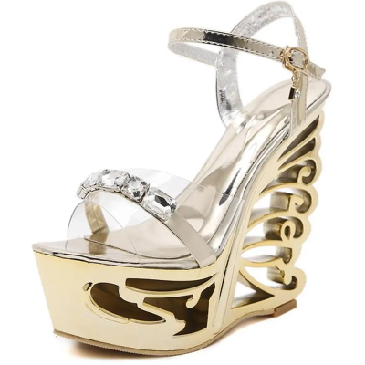 Joyhopy Pu Leather Strange Style Platform Sandals Women Customized Heel Wedges Shoes Big Joyhopy Pu Leather Strange Style Platform Sandals Women Customized Heel Wedges Shoes Big