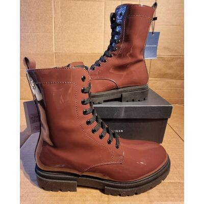 Tommy Hilfiger Women'S Uk6.5 Premium Lace-Up Ankle Boots In Bordeaux/black - New Tommy Hilfiger Women'S Uk6.5 Premium Lace-Up Ankle Boots In Bordeaux/black - New