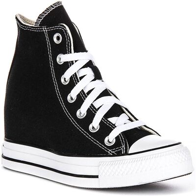 Converse A11909c Wedge Platform Hi Womens Trainer In Black White Uk 3 - 8 Converse A11909c Wedge Platform Hi Womens Trainer In Black White Uk 3 - 8