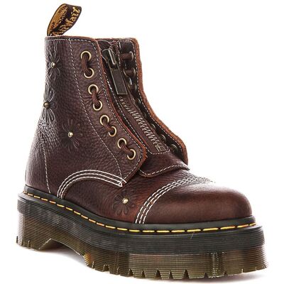 Dr Martens Sinclair Flower Lace Up Womens Boot In Dark Brown Uk 3 - 8 Dr Martens Sinclair Flower Lace Up Womens Boot In Dark Brown Uk 3 - 8