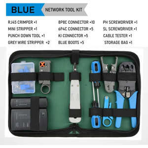 Net Tool Kit - RJ45, RJ11, RJ12 - Crimper, Tester, Cutter - UK Net Tool Kit - RJ45, RJ11, RJ12 - Crimper, Tester, Cutter - UK